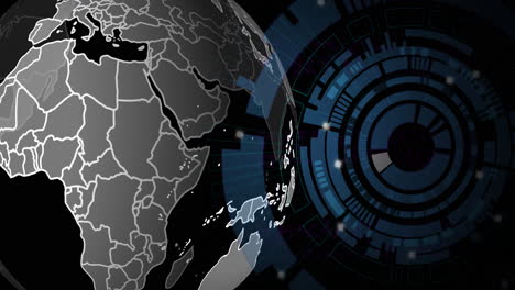 animation of scope scanning and data processing over globe