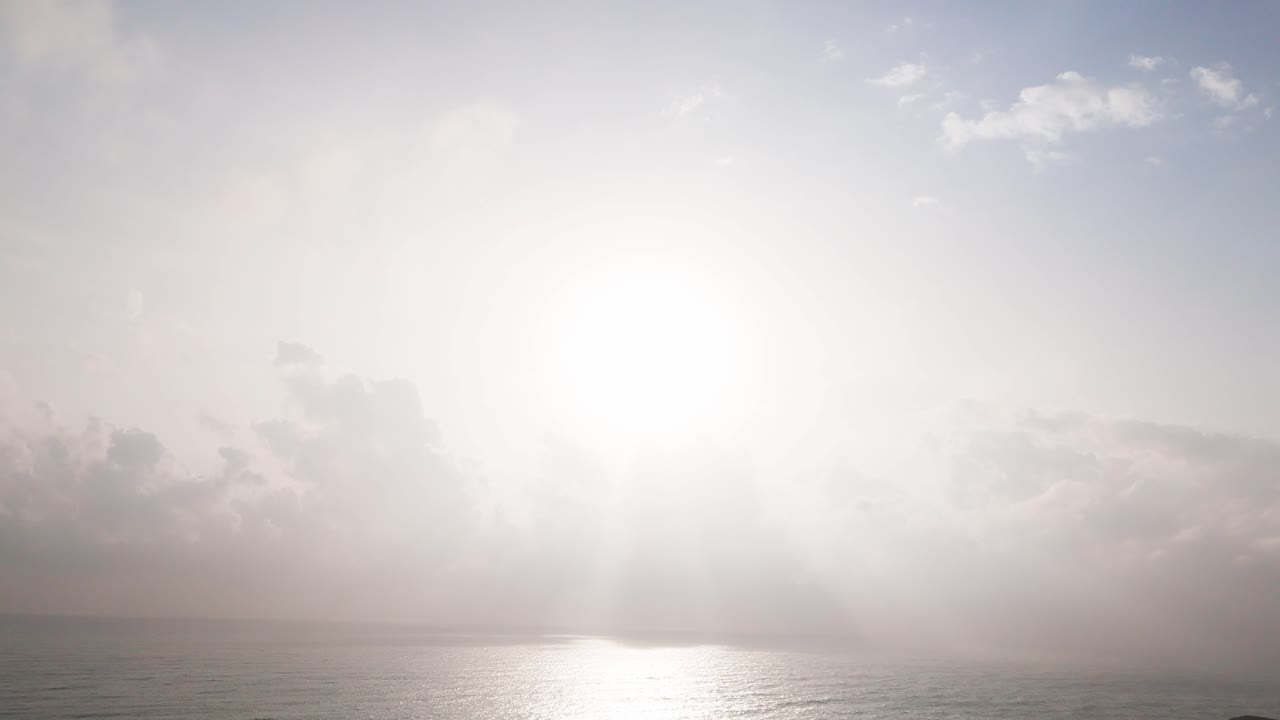 Aerial View of the Sun at the Sea In Bãi TắM Hòn Choi in the Morning.