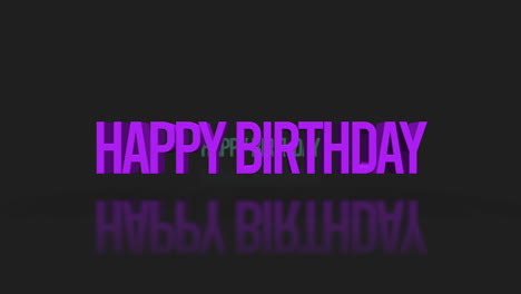 texto de feliz cumpleaños en 3d en azul y verde sobre fondo negro