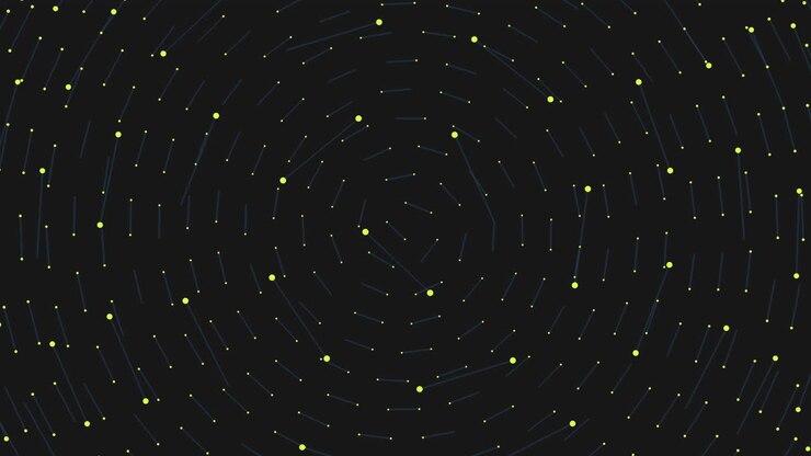 Connected futuristic neon dots and lines on dark space