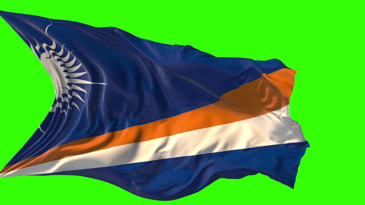 Waving Flag of the Marshall Islands on Green Screen