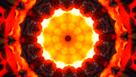 kaleidoscope art in movement. fire, symmetry, colourful psychedelics,