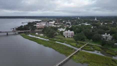 low aerial push into beaufort sc, south carolina