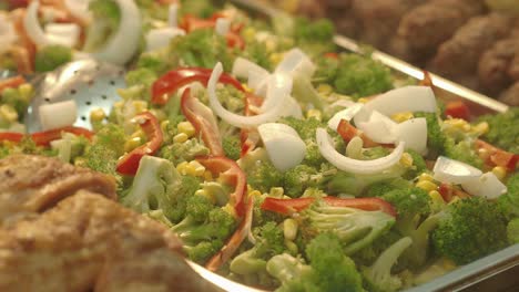 mixed vegetable and meat buffet