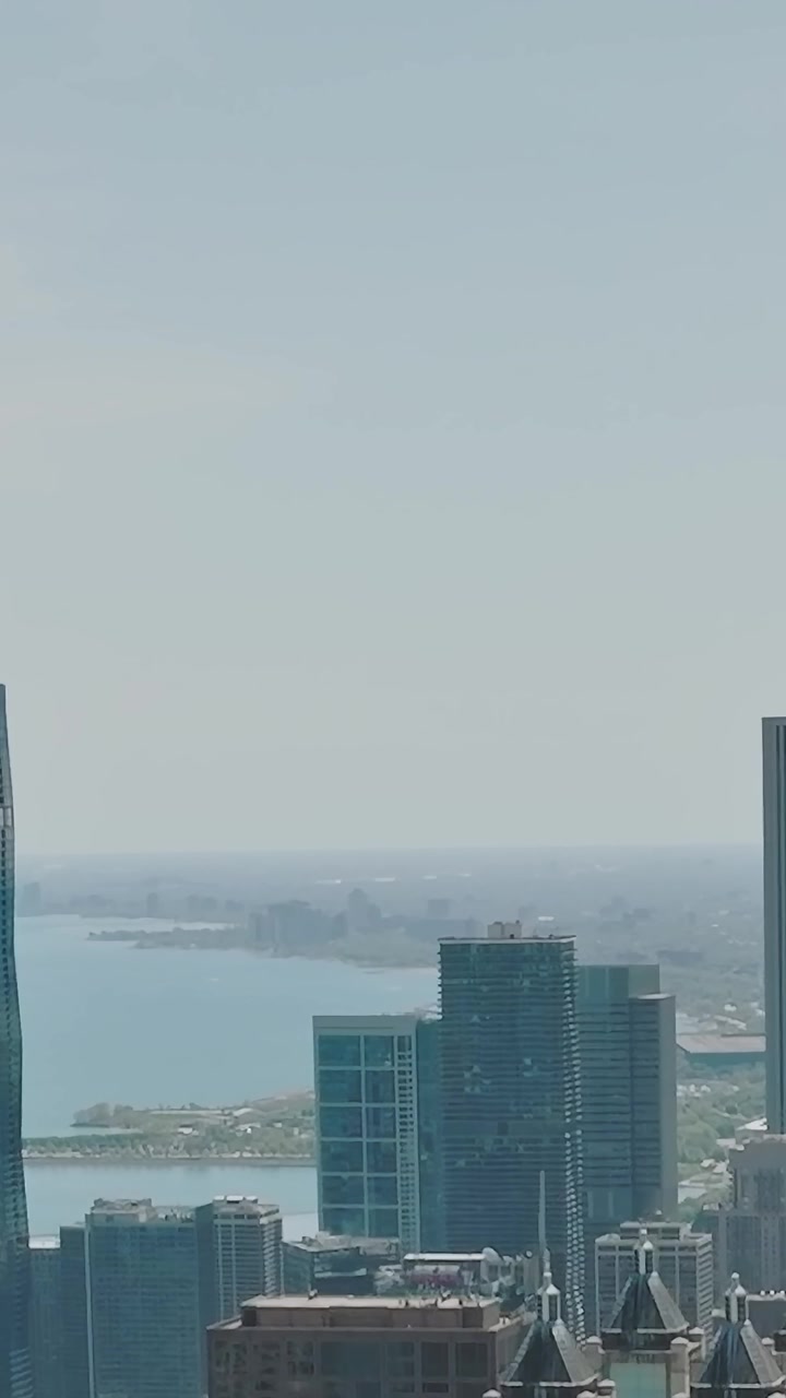 Stunning aerial view of Chicago skyline over Lake Michigan