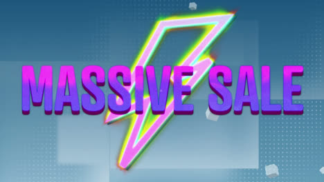 animation of massive sale text over abstract background