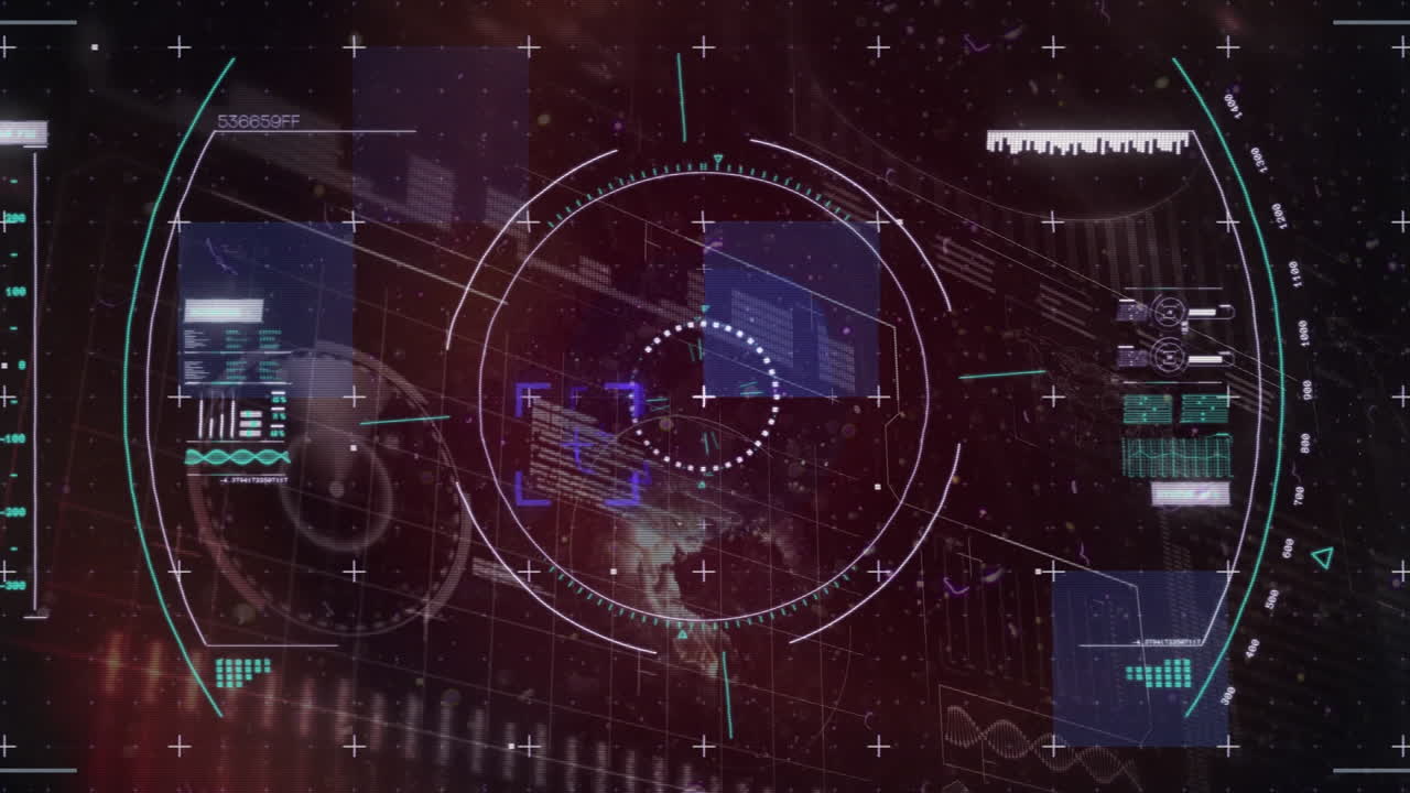 Animation of light trails and scope scanning over interface with data processing