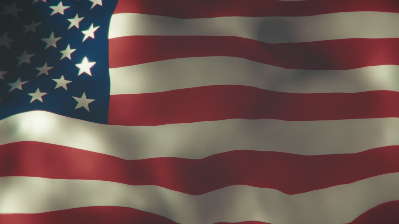Seamless looping animation of a USA flag waving vigorously in the wind, perfect for patriotic, national, or celebratory themes. The flag moves dynamically with graceful, continuous motion