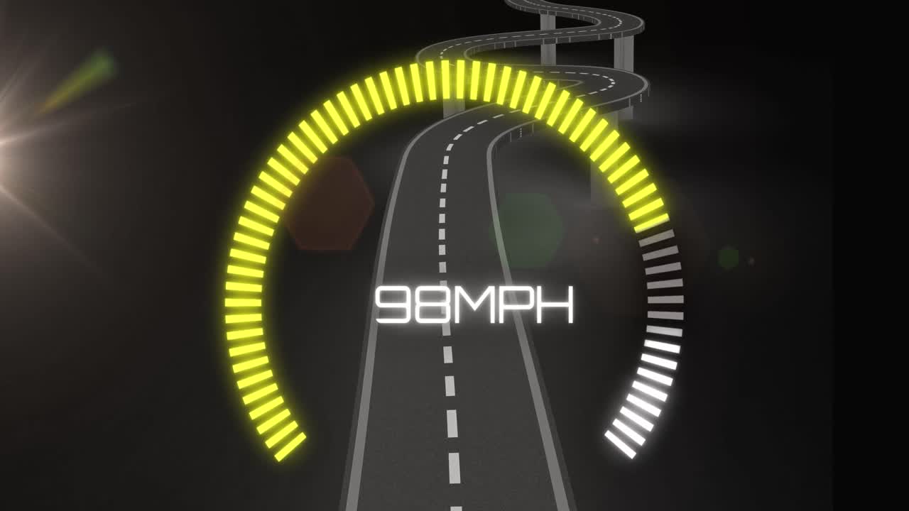 animación del panel del coche y la carretera sobre fondo negro