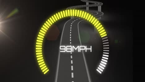 animation of car panel and road over black background