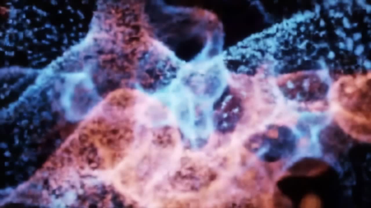 Captivating Visualization of Cellular Interaction: A Stunning Representation of Biological Processes in Vivid Colors and Dynamic Patterns