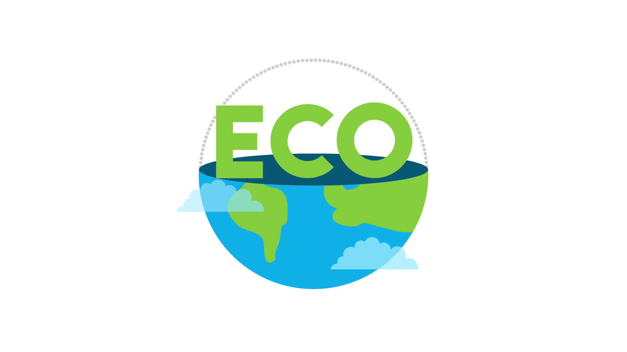lettere eco-friendly con animazione video del pianeta mondiale