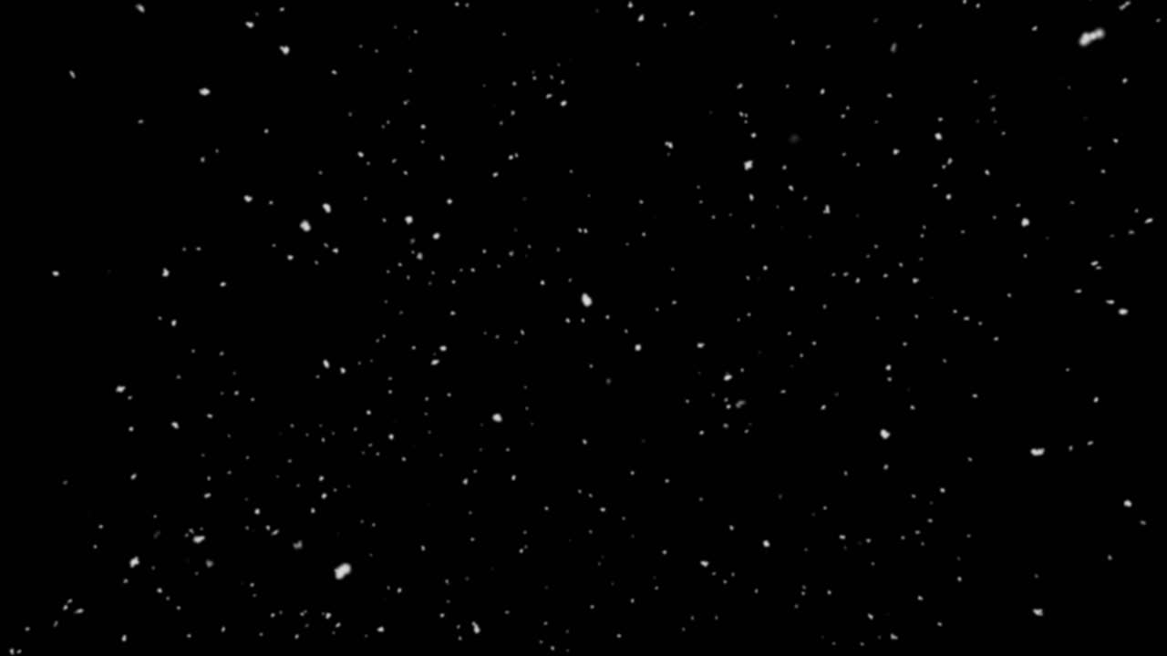 A dense, multi-layered snow storm with particles falling at different speeds and depths, creating a realistic blizzard effect on a black background