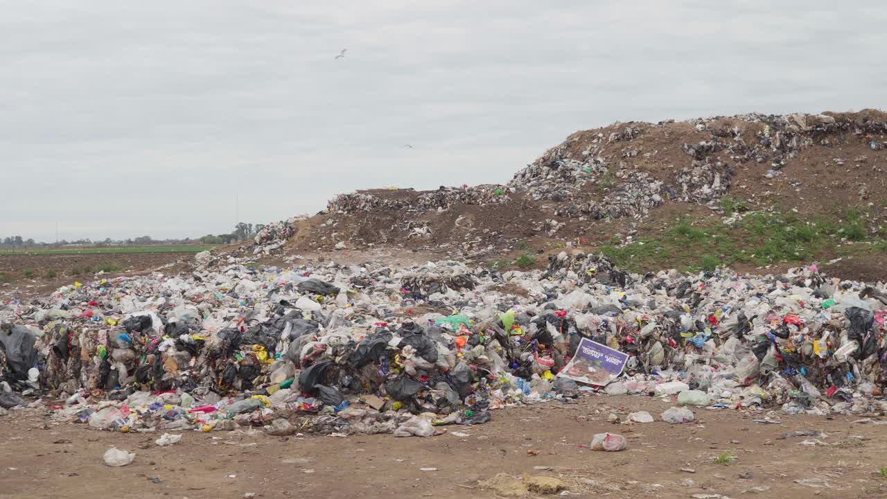 Wide view of the final disposal area for non-recyclable waste in a waste processing facility