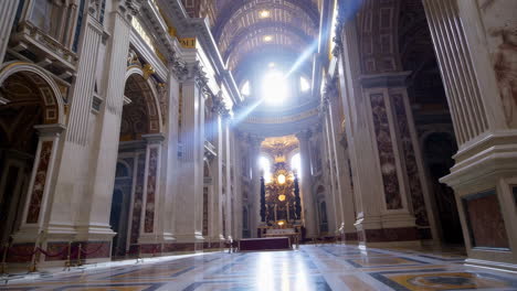 majestic st. peter's basilica interior with dramatic light beams