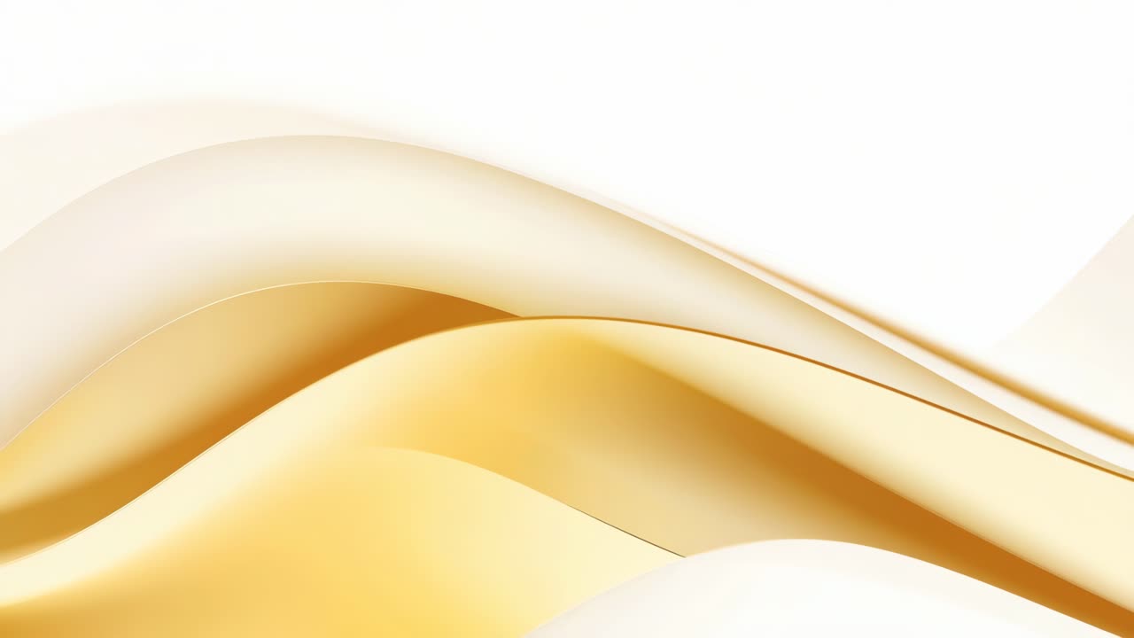 Abstract design with smooth, flowing golden waves on a white background ...