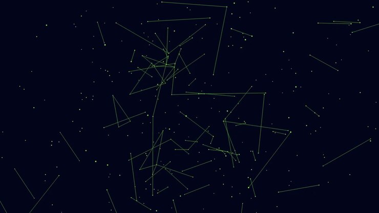 Fly green lines with dots in dark galaxy