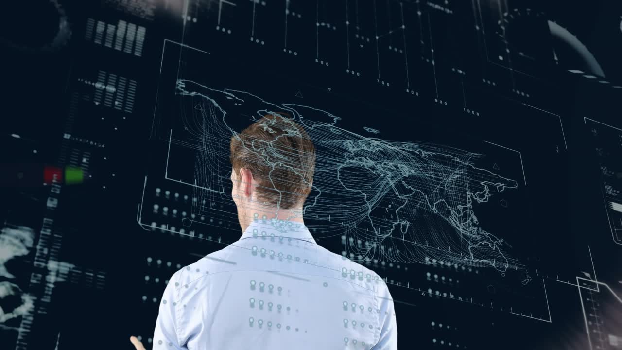 Animasjon av behandling av finansielle data over kaukasisk forretningskvinne