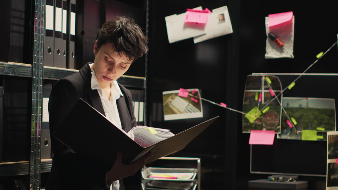 Detective working on a case in her office