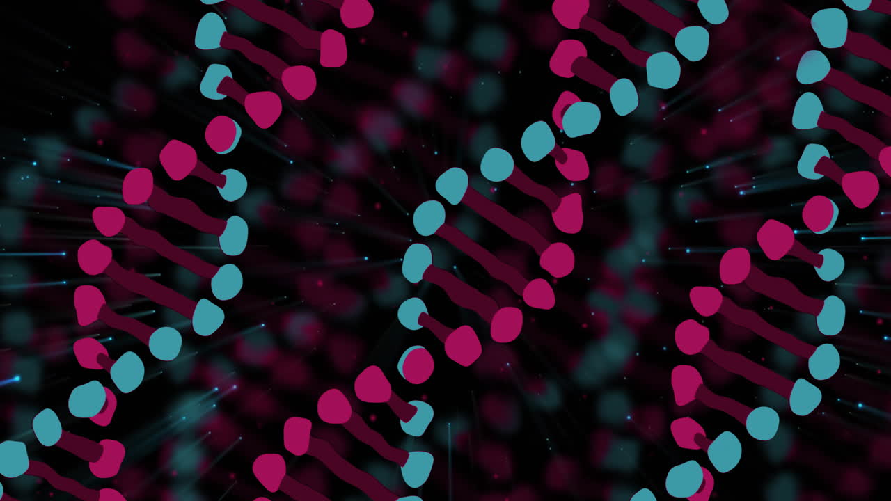 Animation of dna strands moving on black background