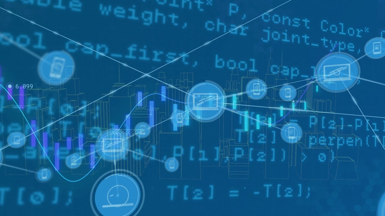 Animation of network of connections with cons over data processing