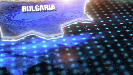 dark digital map, location of bulgaria