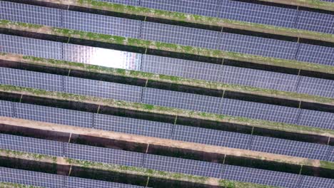 Solar-panel-field-close-up-aerial-view-in-sunny-daylight