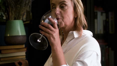 mujer bebiendo vino