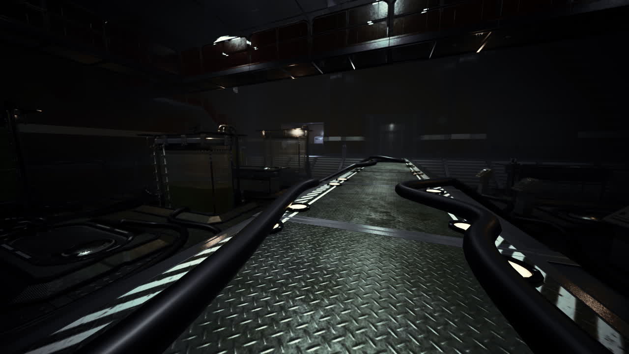 el oscuro y sombrío pasillo del laboratorio industrial