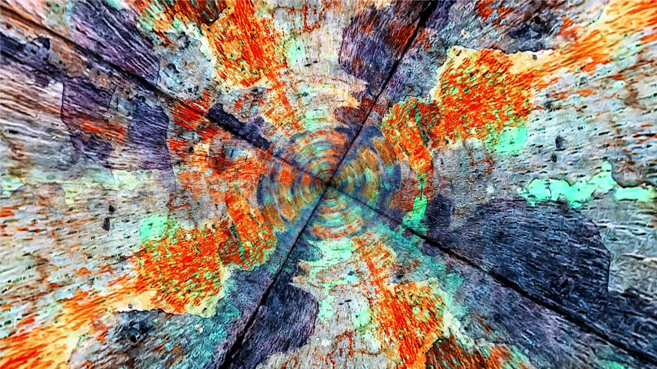 추상적인 모션 그래픽 루프 서클 그런지 컬러 사이키델릭 터널 배경에서 회전 다채로운 나선형 소용돌이 빛 4k 루프 패턴 갈색 노란색 둥근 줄무 회전 hypnotic