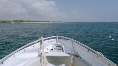 Bow-Of-A-Boat-Sailing-Across-The-Indian-Ocean-In-Kenya,-East-Africa