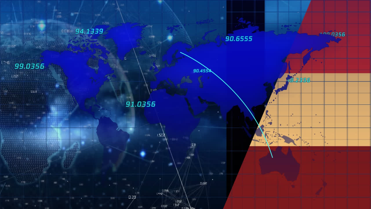 세계 지도를 통해 데이터 처리의 애니메이션