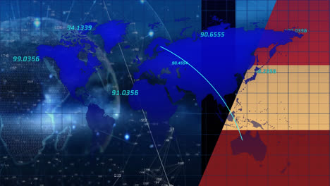 Animation-Der-Datenverarbeitung-über-Der-Weltkarte