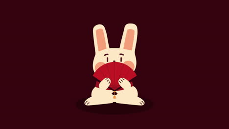 chinese rabbit with fan animation