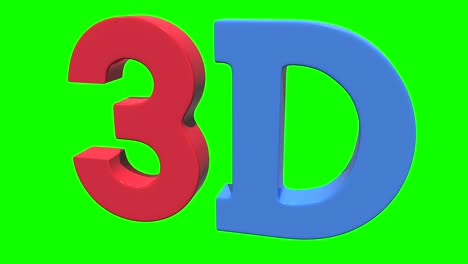 3d three-dimensional icon in red and blue colors on chroma key green background.