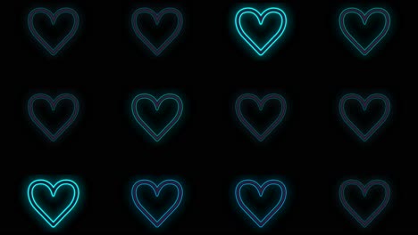 Pulsing-neon-blue-hearts-pattern-in-rows-5