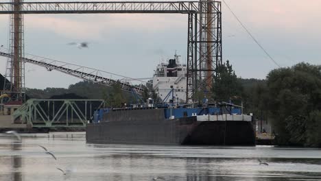 freighter on river rouge in detroit, usa