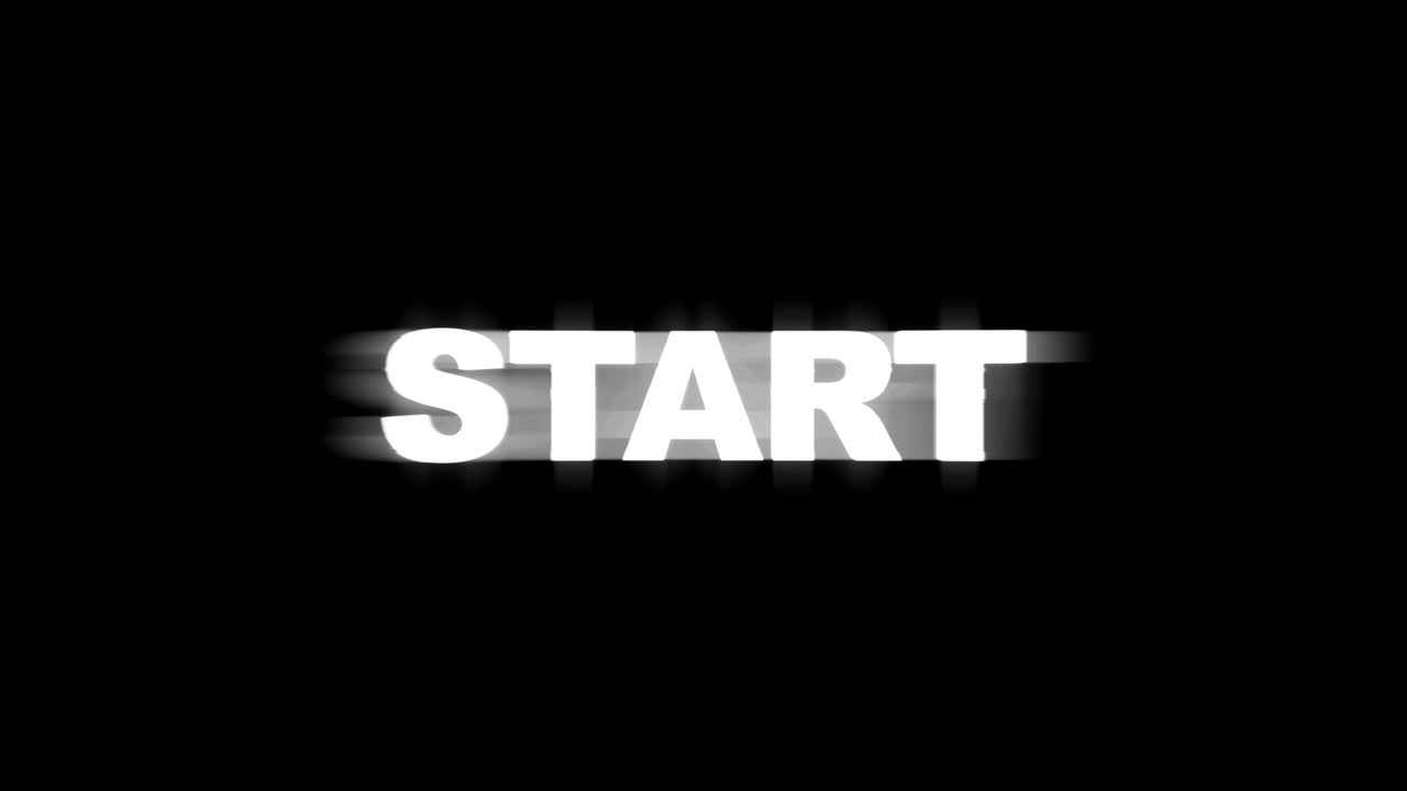 START Glitch Text Animation, Rendering, Background, with Alpha Channel, Loop