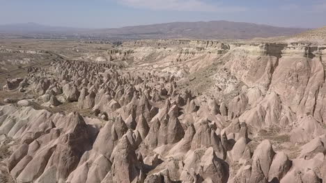 cappadocia aerial: eons of erosion create unique hoodoo landscape