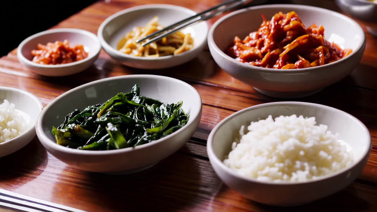 Korean Banchan and Rice
