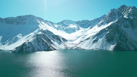 Künstliche-Lagune-El-Yeso-Stausee,-Cajon-Del-Maipo,-Land-Chile