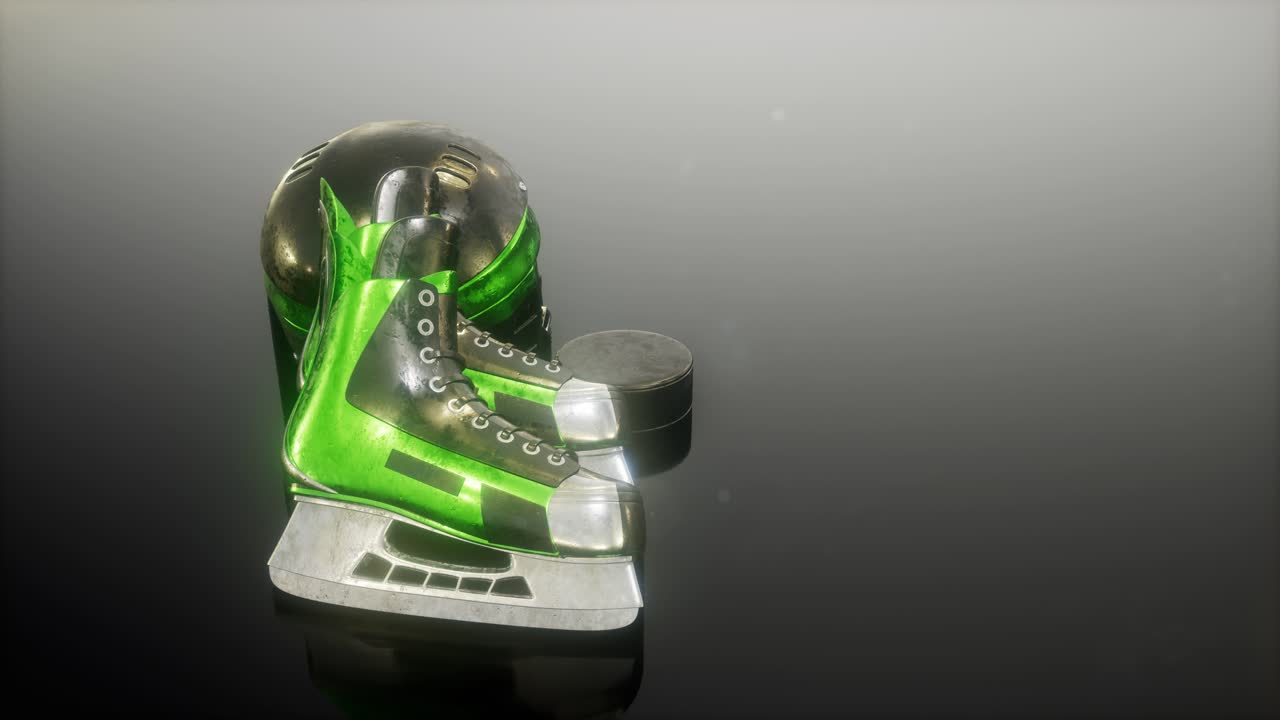 equipo de hockey de bucle en la oscuridad