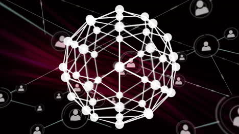 animación de la red de conexiones con los iconos de la gente en todo el mundo