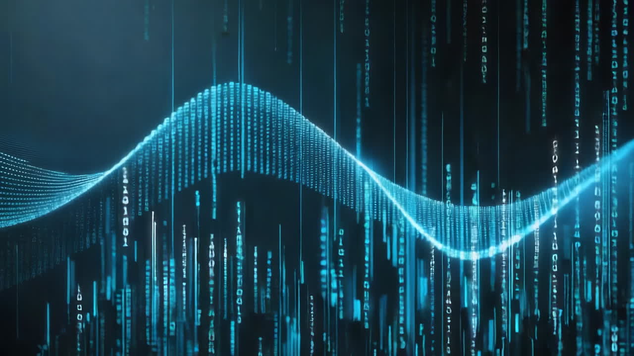 Abstract Digital Wave with Binary Code Background
