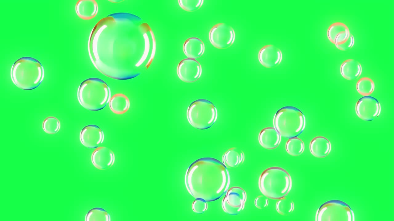 Glowing bubbles floating gracefully 4K video, transparent on green screen