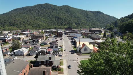 aerial pullout church steeple in pineville kentucky, church, christianity, small town america, my hometown, hometown, small town usa