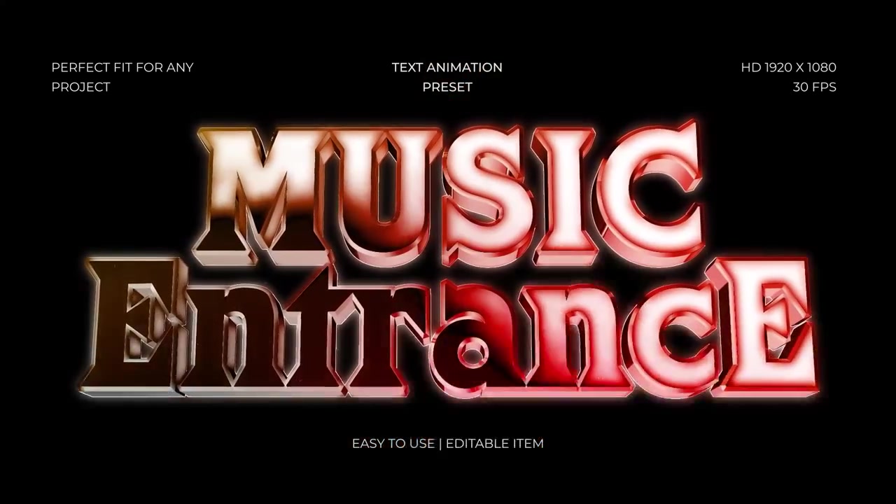 Dynamiske 3D-tekstanimasjonsforhåndsinnstillinger for musikk- og teknovideoprosjekter