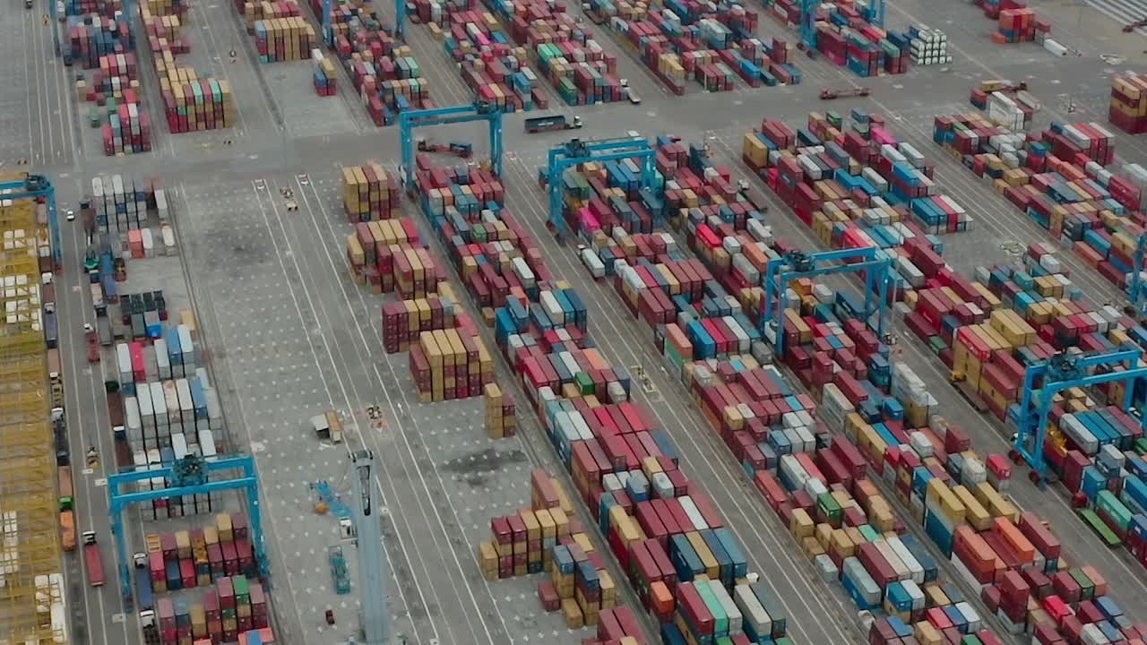 Port operations with shipping containers in Accra, Ghana during the day