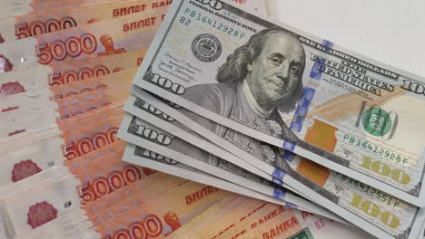 russian rubles and american dollars