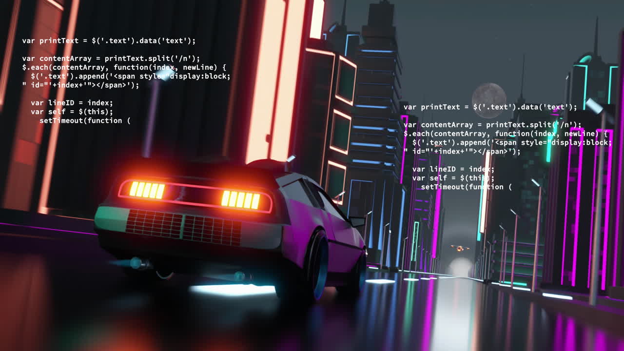 Animation of digital interface with data processing over car driving